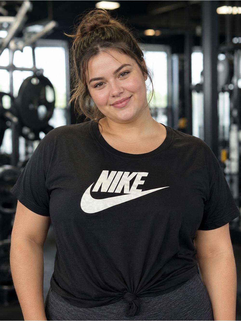 Nike Black Tee with White Swoosh Logo